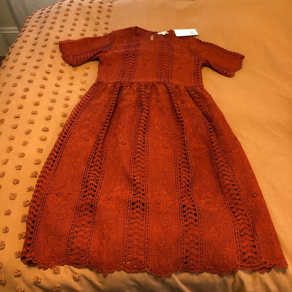 Burnt orange Stevie hender midi dress